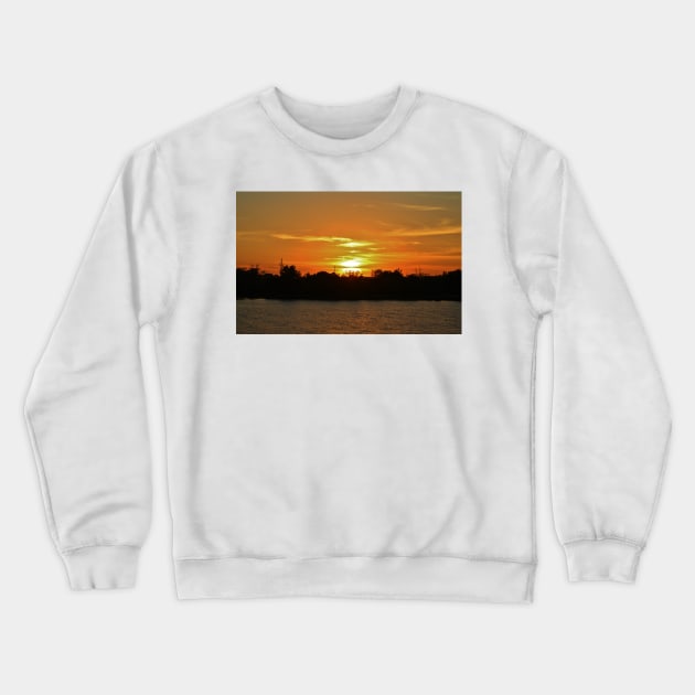 Riverfront Sunset Crewneck Sweatshirt by Cynthia48